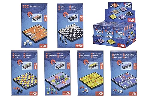 Noris 606015424 - Noris Magnetiskt Resespel - Spel i Resestorlek med Magnetiska Spelpjäser, Finns som Schack, Ludo, Kinaschack, Backgammon, Dam eller Kvarnspel, Från 4 år, Slumpmässigt Urval