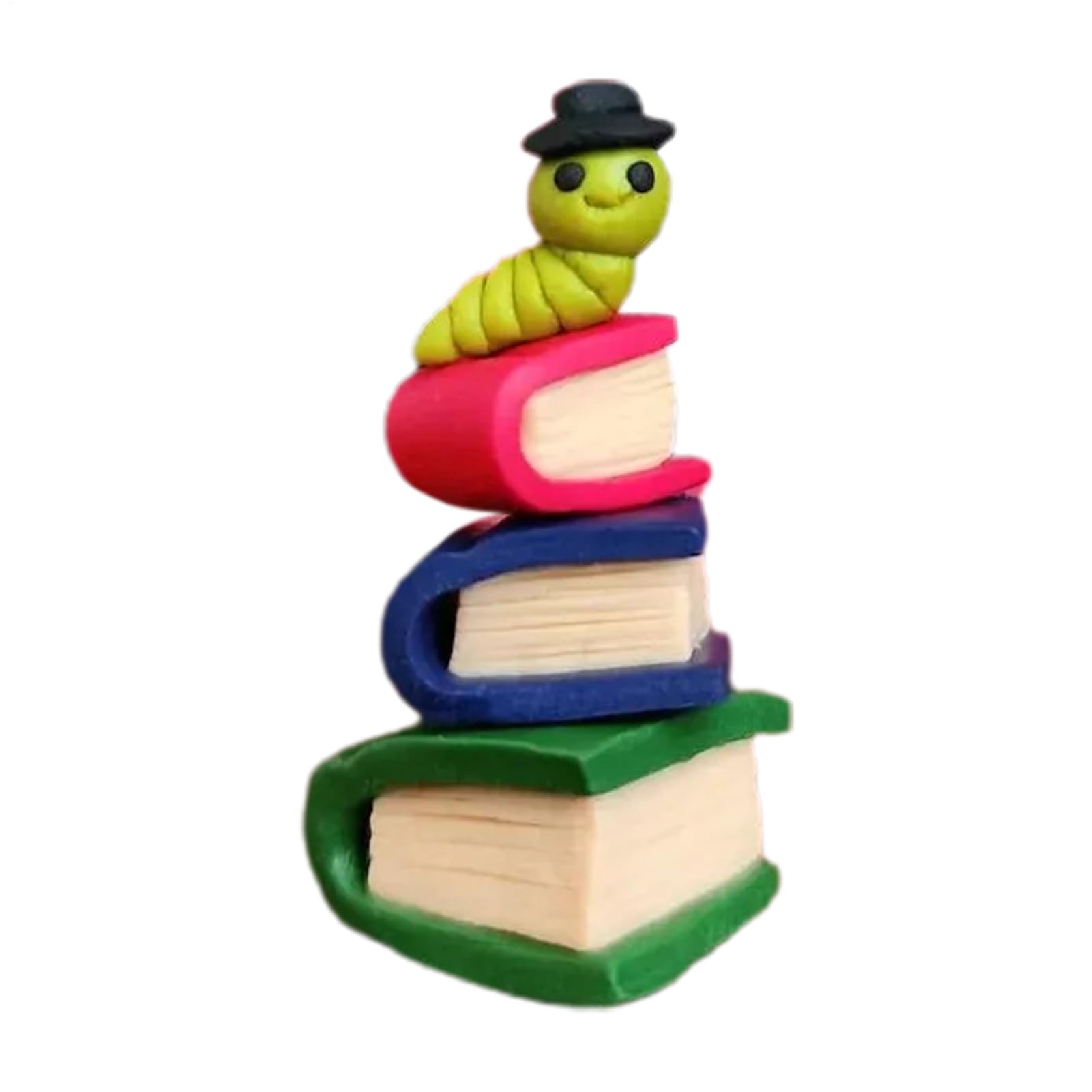 Miniature Books Resin - Bookworm With A Top Hat Miniature - Adorable Resin Statue Figurine | For Tanle Landscape Study Rooms, Gardens, Kids' Bookshelf