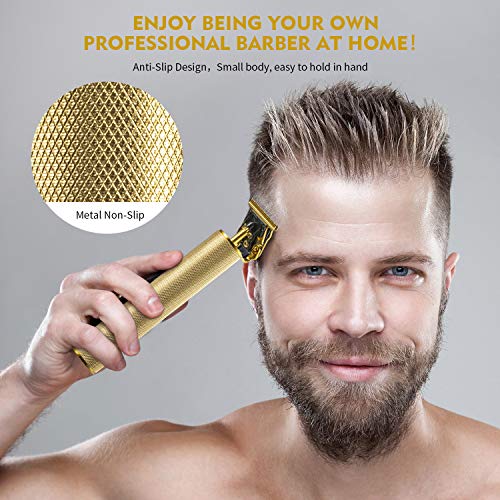 Professional Electric Pro Li Outliner, 0Mm Baldheaded Hair Clippers For Men Barber Grooming Cordless Rechargeable Close Cutting T-Blade Trimmer Haircutting Beard Shaver Barber (Gold) #TOP5