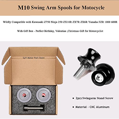 2Pcs M10 X1.25 Motorcycle Swing Arm Sliders Spools Cnc Swing Arm Stand Screw Fit With Kawasaki Z750 Z750S Z750R /Er-6F Er-6N Versys 1000 Duke 125/200/390 Rc 125/200/390(Black) #TOP4