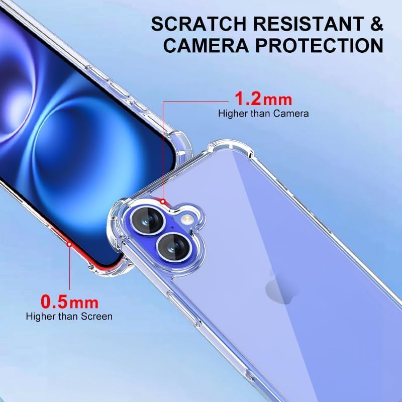 Image of mobistyle Designed for iPhone 16 Plus, Yellowing-Resistant Shockproof Camera Protection Phone Cover, Anti-Scratch Clear Back Cover Case for iPhone 16 Plus.
