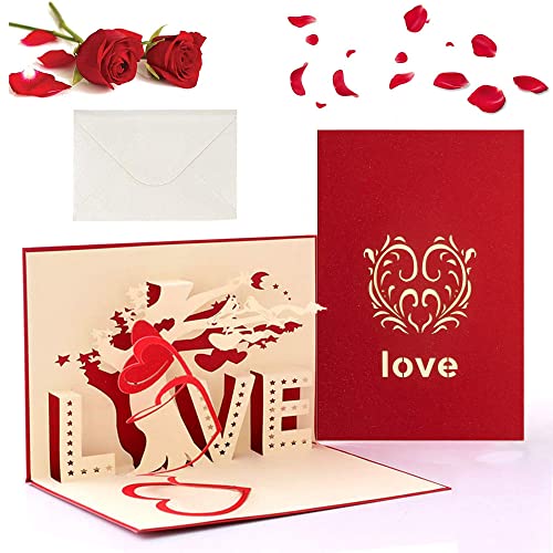 Tarjeta de San Valentín, Tarjeta de felicitación 3D de amor, Tarjeta de felicitación de Bodas,Tarjeta Regalo de 3D Pop-up con Sobre, Bodas, Invitaciones, ​Aniversario, Regalos Personalizados(amor) Cover