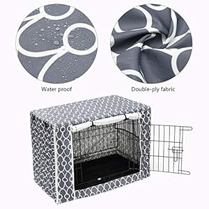 Pethiy Dog Crate Cover Durable Polyester Pet Kennel Cover Universal Fit for Wire Dog Crate – Fits Most 36 inch Dog Crates – Cover only-Gray-36