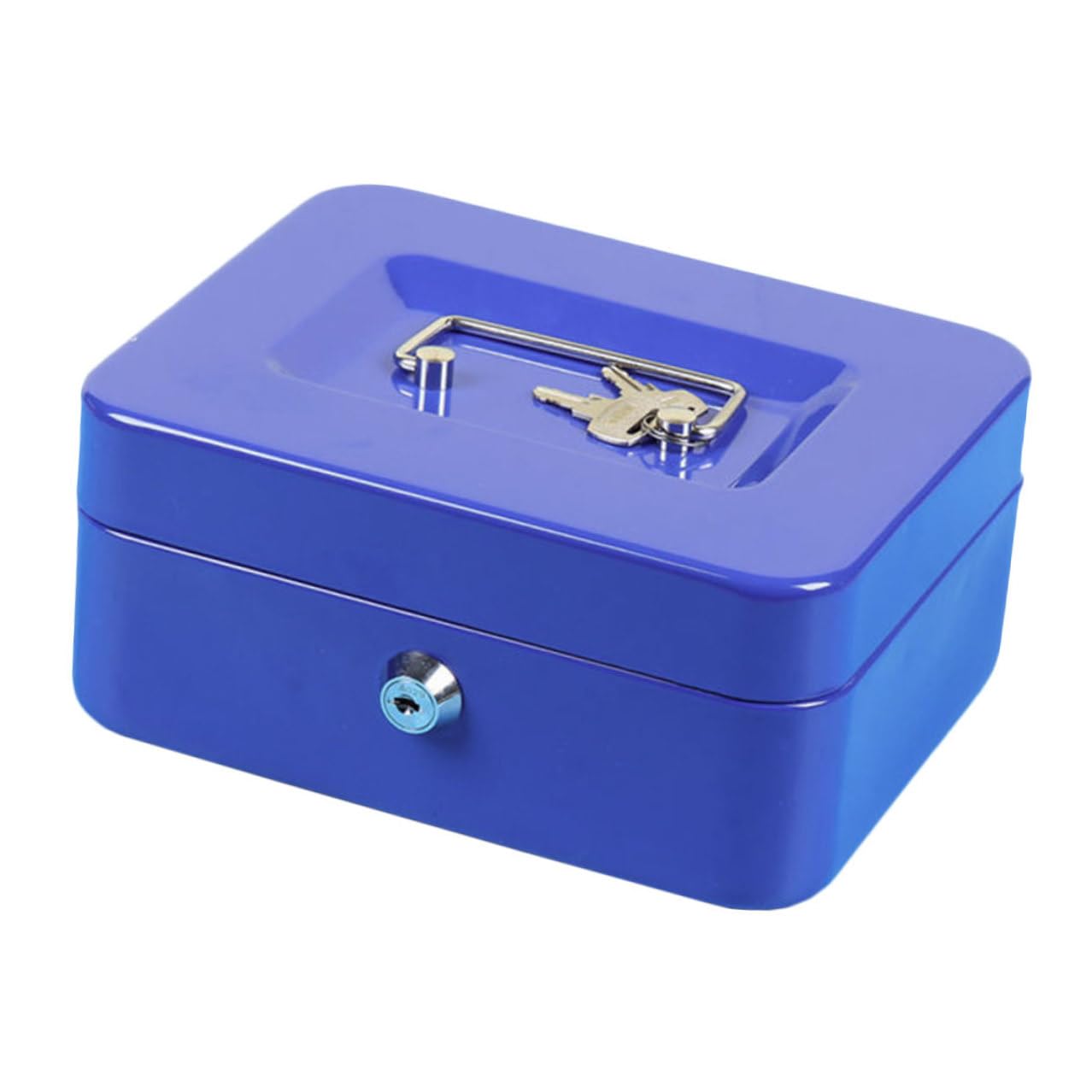Boîte à Monnaie en Métal Verrouillable avec Poignée, Bleu