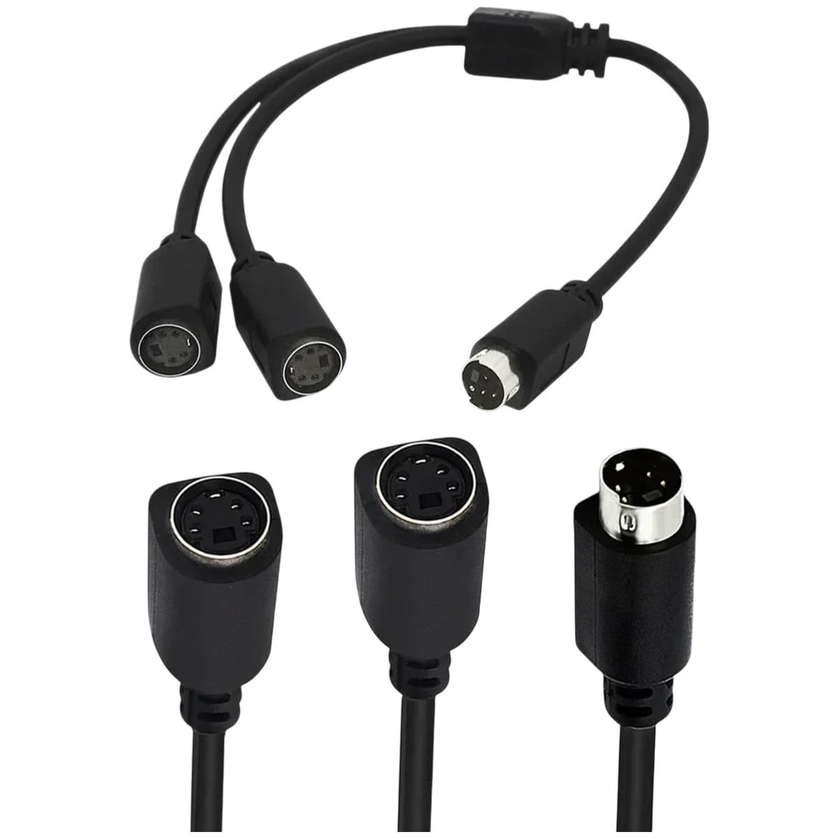 SVHS Cable S-Video Cable Splitter 4 Pin Mini DIN Adaptier Split A Video Signal Male to 2 Female 2 Way Y-Splitter for TVs VCRs DVD