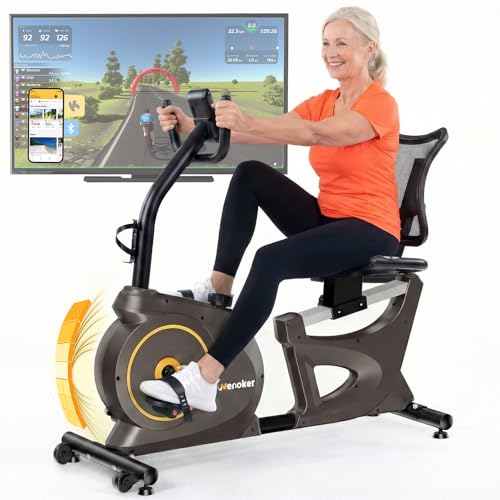 Image of Wenoker Recumbent Exercise Bike with Bluetooth APP & LCD Monitor | 15-Level Magnetic Resistance Exercise Bike for Seniors,300LBS Capacity,8-Position Adjustable Seat for Home Use