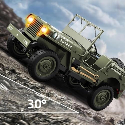 Image of Remote Control Truck, RC Willys Military Jeep Car 1 /12 Scale with Rechargeable Battery 2.4Ghz 4x4 Off-Road Remote-Control Crawler Vehicle for Boys Adult, (RC Willys Military Jeep Car)