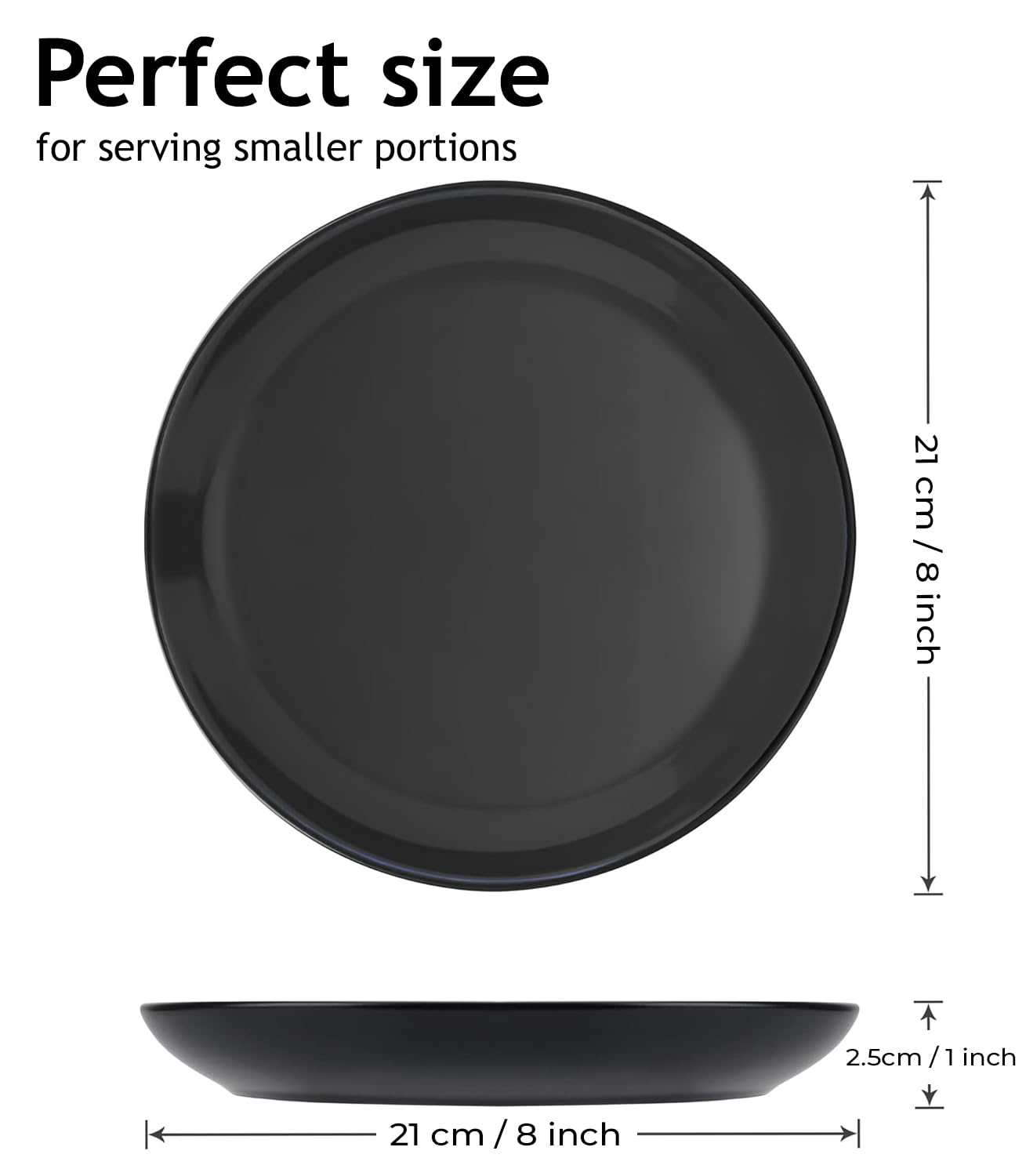 MIAMIO - 6 x Plate/Dinner Plate Set Stoneware Ceramic Tableware Set - Le Papillon Collection (Black, Small Plate) - Image 2