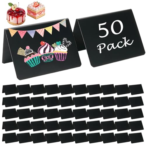 FreeBiz 50 PCS Mini Chalkboard Signs Small Chalk Board Signs Blackboard Reserved Signs for Message Labels Menus Food Price Tag Home Office Cafe Restaurant Events Decor
