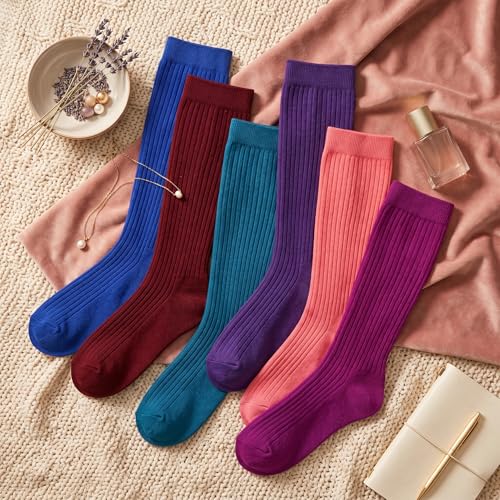 Image of Tipi Toe Women's Knee High Socks 6 Pack - Colorful Funky Patterned Long Socks, Soft & Comfortable Everyday Wear