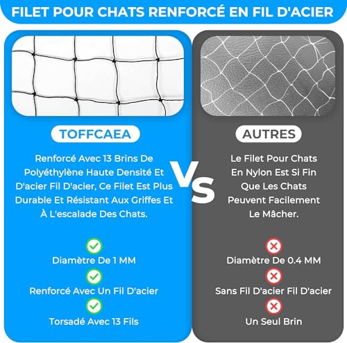 Filet de balcon protection sans perçage pour chat 8x3m fenêtres - 4