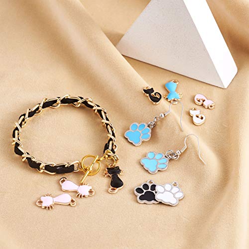 Craftdady 22pcs Cat Bear Paw Prints Enamel Dangle Pendants Kitten Animal Footprint Metal Floating Charms for Earring Bracelet Necklace Jewellery Crafts Making - Image 4