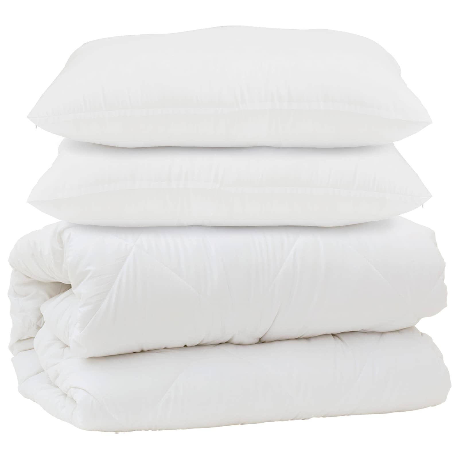Générique Set copripiumino 3 pezzi, bianco in microfibra | Trapuntato, ipoallergenico, lavabile in lavatrice, inverno comfort, design minimalista