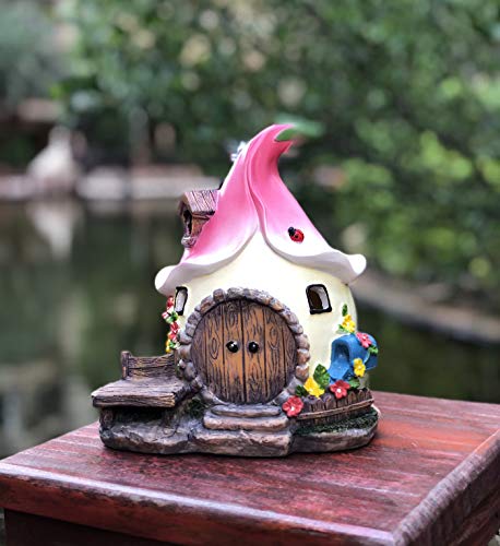 Tiblen Solar Fairy Cute Garden House, Outdoor Gnome House Figurine With Solar Lights, Little Garden Cottage Figurines #TOP4