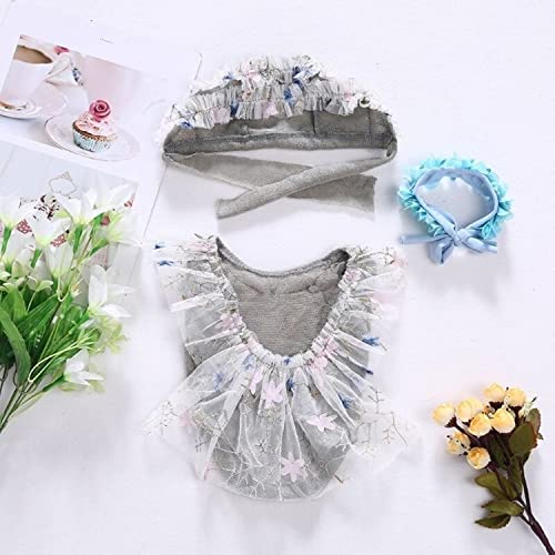 3 PCS Newborn Photography Props with Baby Lace Rompers Hat Flower Headband Vest Floral Classic Outfits for Girl Princess Twins Birthday Party2
