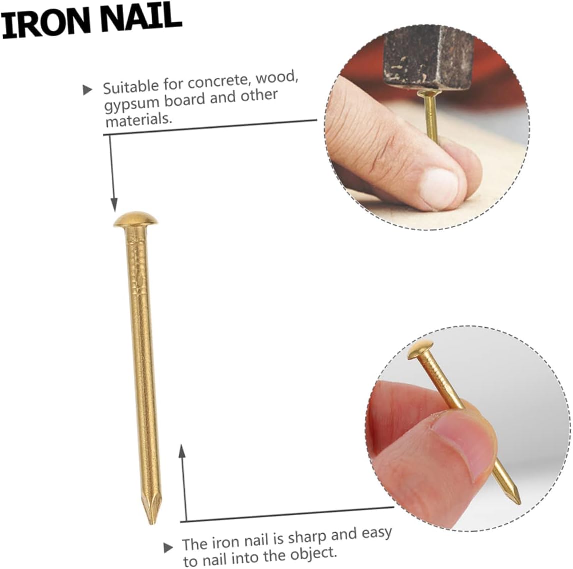 2030pcs Copper Nails for Hanging Pictures Round Head Metal Nails for Woodworking Crafting and Furniture Decoration Resistant Round Copper Fasteners