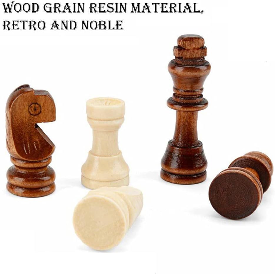 LANGWEI Wooden Chess Set, Portable Foldable Travel Game, Retro Handmade Wooden Pieces Board Games for Christmas Birthday Premium Gift