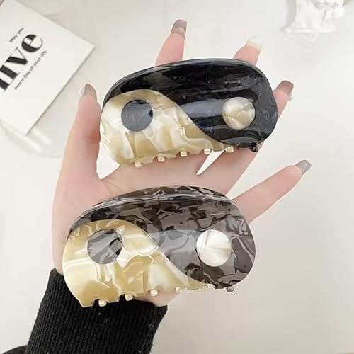 1 x schwarze Haar-Accessoires, Yin-Yang-Haarspangen für Freundin, Punk, Gothic, Vintage-Haarnadeln, Haarverzierungen, ästhetische Geschenke, große Clips und Haarspangen, Haarstyling-Zubehör