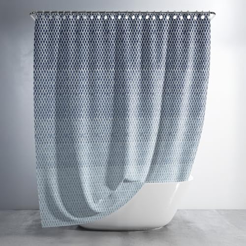 Image of Sassoon Occean Gradient Polyester Washable 1 Piece Printed Bathroom Shower Curtain with Hooks - 6.5ft