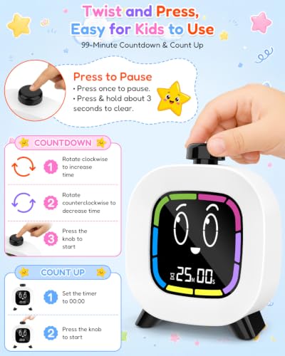 Minuteur Visuel Timer, Compte à Rebours 99 Minutes pour Enfants TDAH, Rechargeable – vue 4