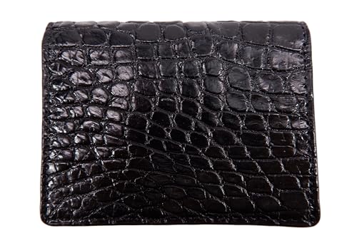 Genuine Crocodile Skin Leather Business Credit Card Holder Wallet (Black)3