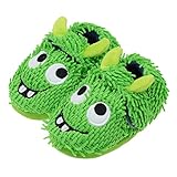 FLYFUPPY Boys Monster Slippers with Hook and Loop Rubber Sole Fluffy Funny Kids House Slippers...