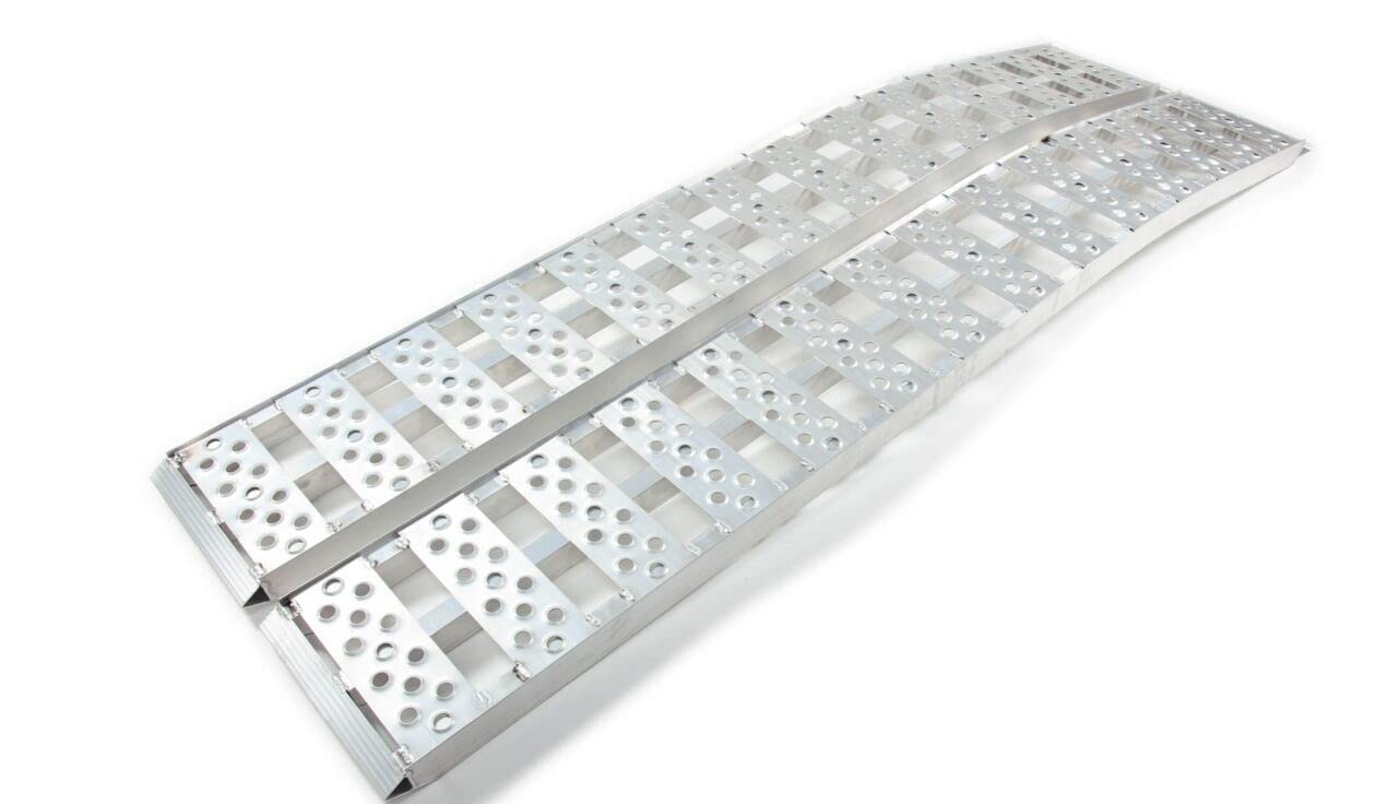 The Ramp People Silver Pair Of Curved Aluminium Loading Ramps 1360Kg Capacity - Curved - Atv And Quad Bike Loading Ramps (2330Mm)