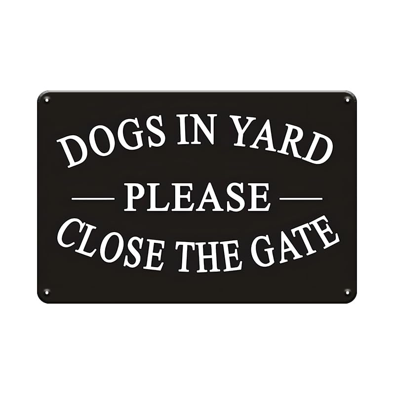 YOYI ART Dogs in Yard Please Keep Gate Closed Sign - 12 x 8 inch Metal Please Close Gate Sign Gog for Gate, Fence, Front Door, Outdoor Yard and Farmhouse, 4 Pre-Drilled Holes, Black-picture-14