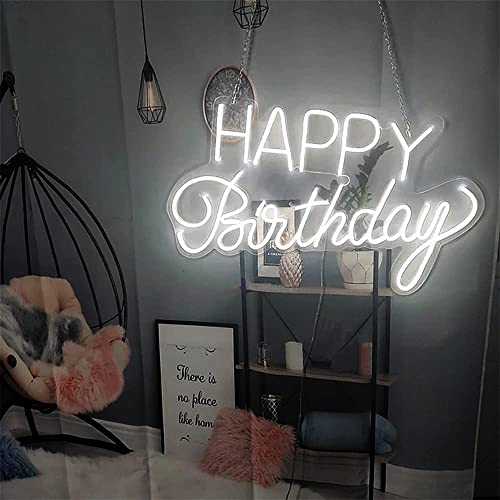 Neon Sign Happy Birthday Personalized Led Neon Letter Decorative Light With Adjustable Light Switch Is Used For Birthday Scene, Party, Birthday Party, Nightclub, Family Birthday Party, Yacht Party And Lighting The Sign Happy Birthday Gift (Size 20.9 X 11.7 X 3.1) #TOP2