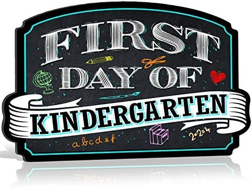 First Day of School Photo Picture Prop Rigid Coroplast Sign | 10 inches x 15.5 inches | Preschool | Kindergarten | 1st Grade Plaque (Kindergarten) - First day of school Sign