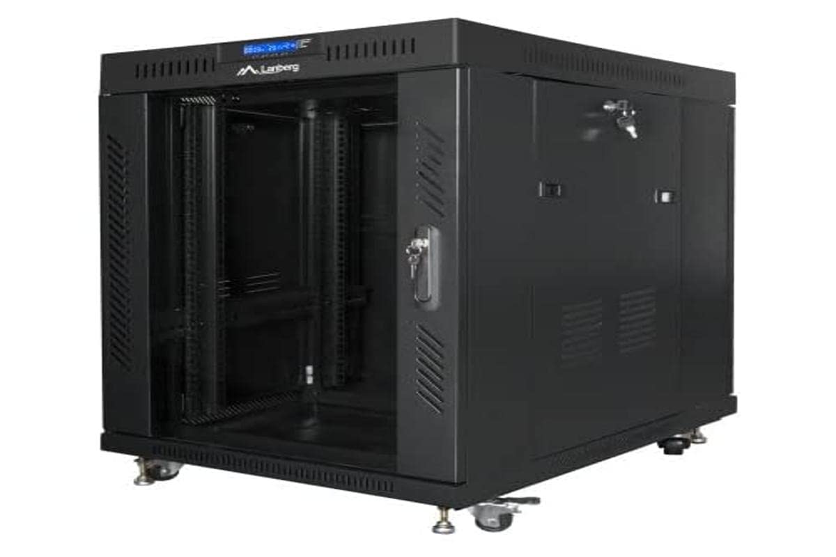 STANDING RACK INSTALLATION CABINET 19 15U 800X1000 BLACK GLASS DOOR LCD LANBER