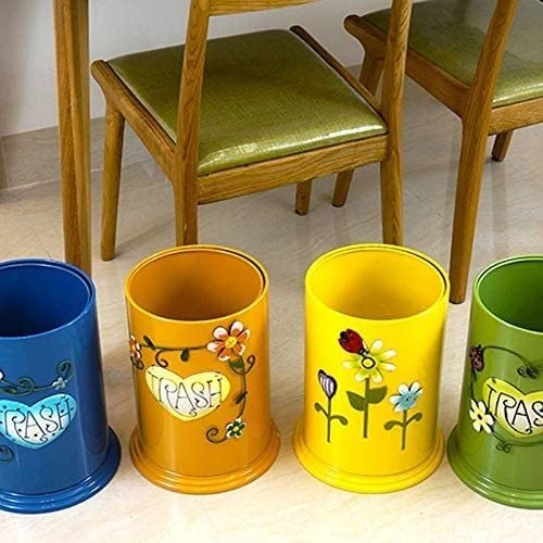 Prullenbak kan decoratieve afvalmand Hotel slaapkamer keuken vuilnisbak spuiten verf proces 10L multi-color optionele stap prullenbak (Color : Bluea