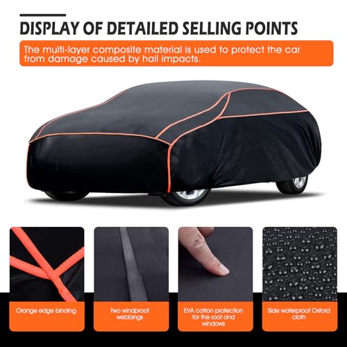 Hail Protector Car Cover, Thickened Multi-Layered EVA Car Hail Protector Size A1 Fit for Nissan Versa, Kia Rio, Hyundai Accent, Audi TT, Porsche 718, BMW Z4, etc (UP to 177 inch) by iautaxesoriz - Image 7