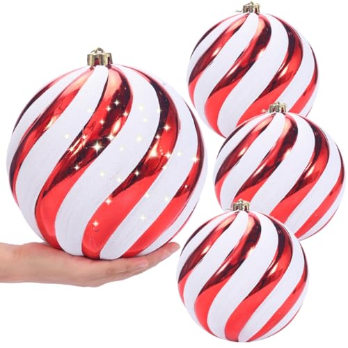 8 inch Extra Large Christmas Ornament Balls, 4 pcs Red