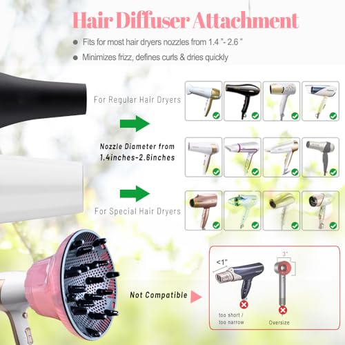 Difusor de cabelo universal, acessório difusor de secador de cabelo para cabelos cacheados e ondulad