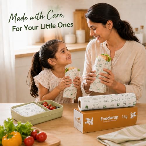Image of Food Wrapping Paper Roll 1Kg - Non Stick, Oil Proof Butter Paper Roll, Reheatable Foil Paper for Food Wrap, Chapati, Roti Wrap, Sandwiches & More, Wrapping Paper for Food