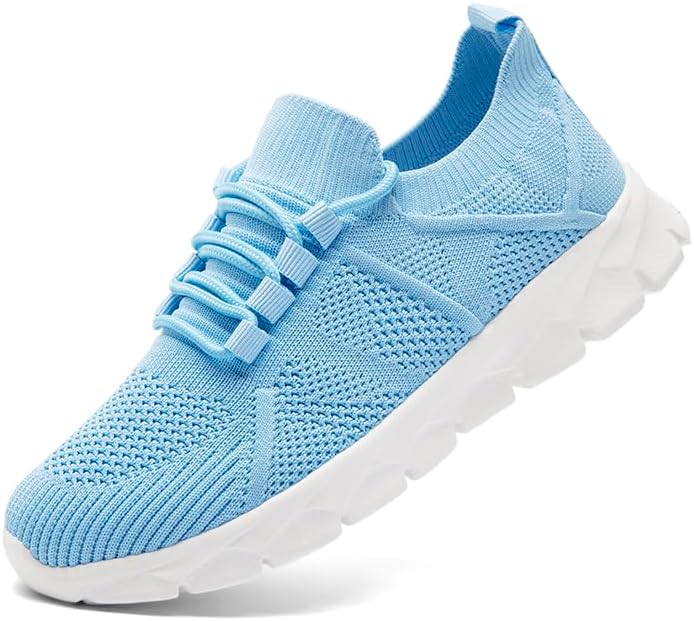 MGBDSZ Womens Walking Shoes Fitness Training Gym Sneakers Runing Slip On Shoes Casual Jogging Sneakers Comfortable Breathable Light_Blue US 7.5
