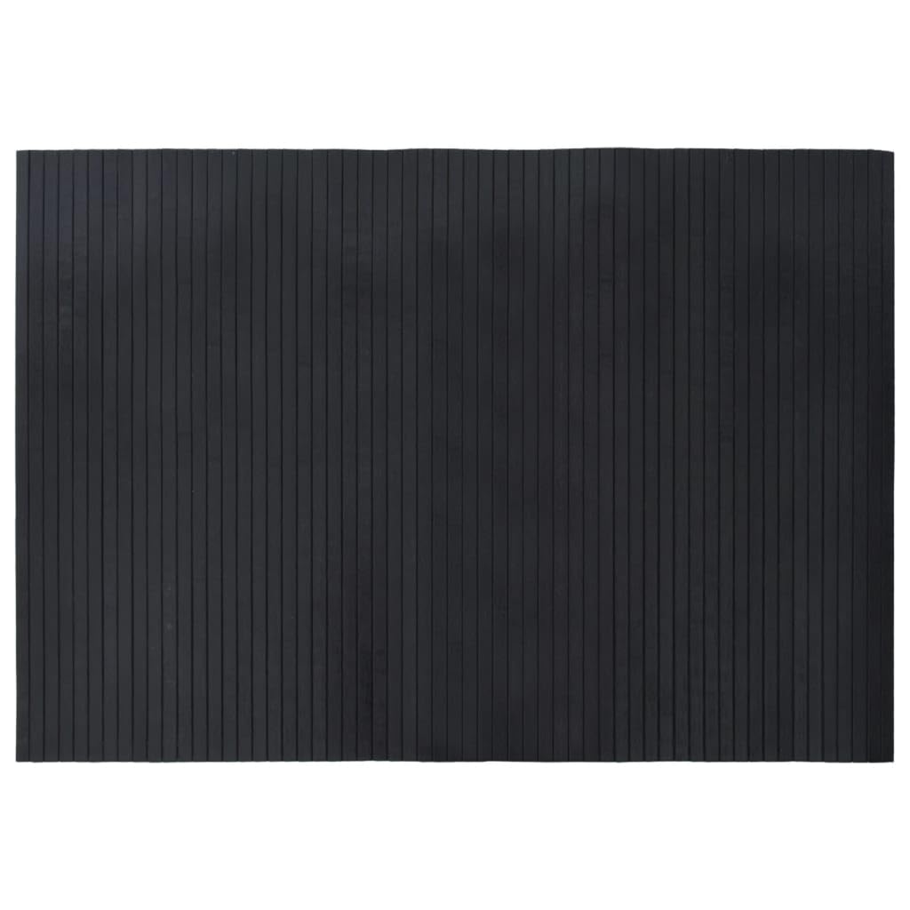 Carpette en lattes de bois naturel noir 70x100 cm, tapis de cuisine rectangulaire