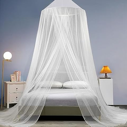 dix-rainbow Mosquito Net Bed Canopy,Elegant King/Queen Size Canopy Bed Curtains for Girls,Stylish Dome Mosquito Netting Bed Tent, Decor for Baby Cribs, Kid Beds, and Adult Beds（White） Cover