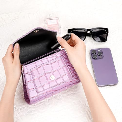 Small Crossbody Bags for Women, Vegan Leather Crocodile Pattern Mini Purse, Trendy Clutch Top Handle Shoulder Handbag4