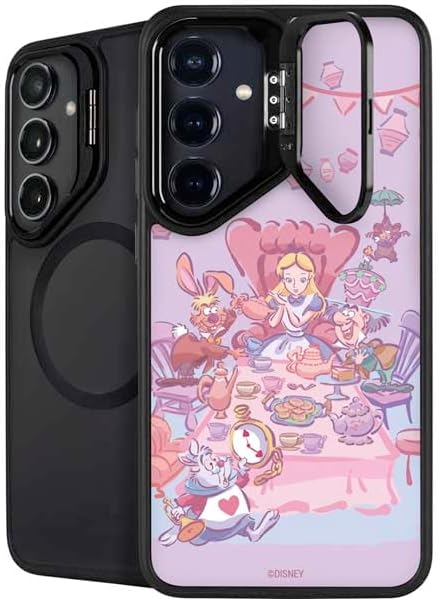 Skinit Kickstand Phone Case Compatible with Galaxy S24 Plus - Officially Licensed Disney Alice in Wonderland (Animated) Silhouette in The Mirror Design