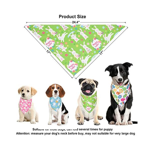 Adoggygo 4 pack easter dog bandana triangle dog scarf rabbit easter egg pattern pet bandana for small medium dogs pets - image 6
