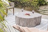 Elementi Daintree Concrete Coffee Table, Natural Style, Stump, Tree Trunk, Round Coffee Table Decor for Patio, Living Room, Indoor & Outdoor (Large-GFRC) (Drift Wood)