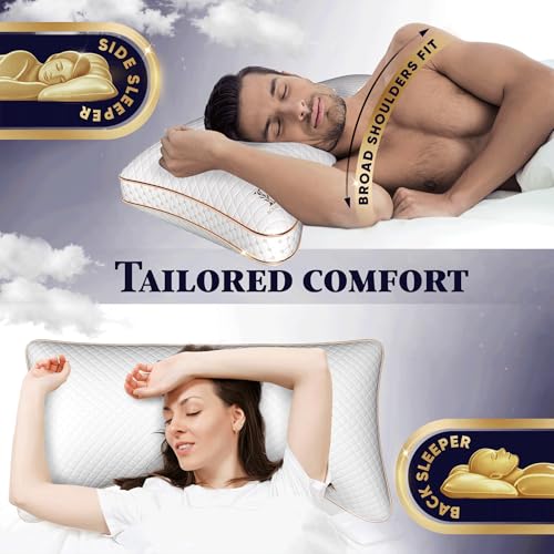 Image of Royal Therapy Queen 4-Pack Memory Foam Pillow, Adjustable Shredded Odor-Free Cut-Out Bed Pillow for Neck & Shoulder Pain Relief, Breathable Support for Back, Stomach, Side Sleepers, BioForm
