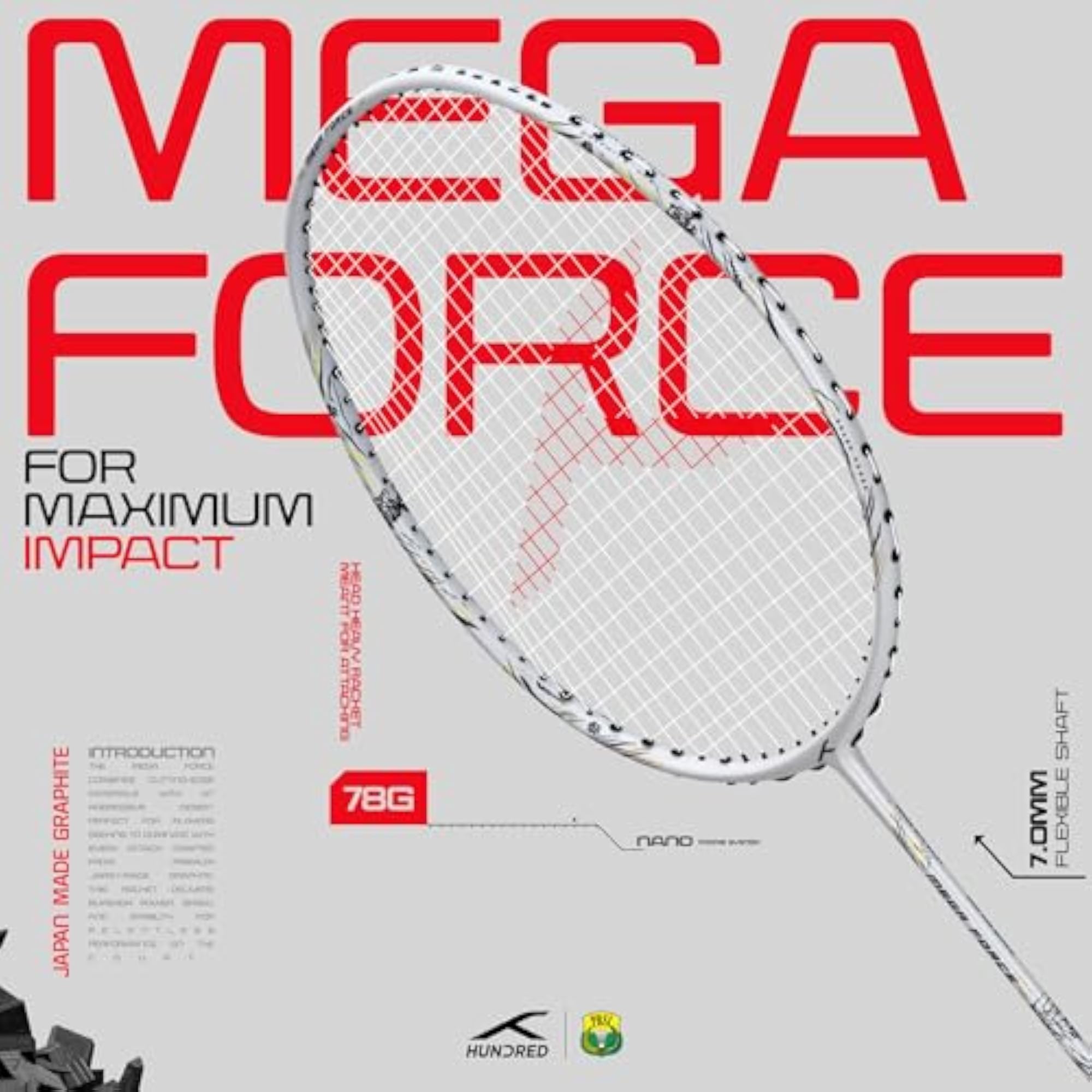 Megaforce Strung Badminton Racket with Full Cover