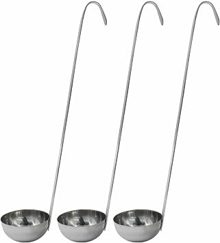 Zorfeter 3 Pcs 1 Oz Soup Ladle Set, Stainless Steel Ladles with Long Handles for Serving, Cooking, Stirring, Portioning Kitchen Restaurant Accessories