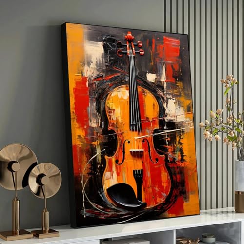 Peinture abstraite violon toile expressionniste 60x80 décoration murale