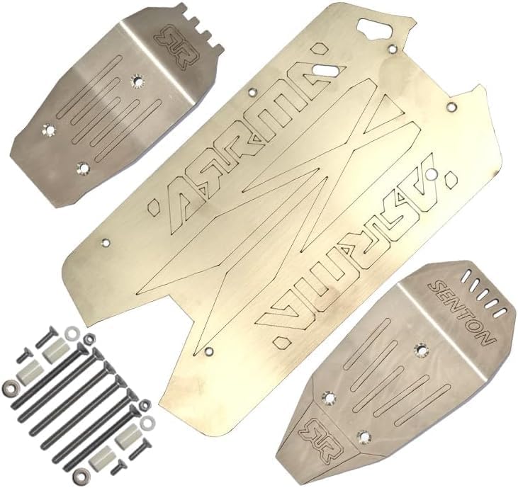 Stainless Steel Chassis Protect Armor Skid Plate Set for Arrma 1/10 SENTON V3 3S BLX ARA4303V3