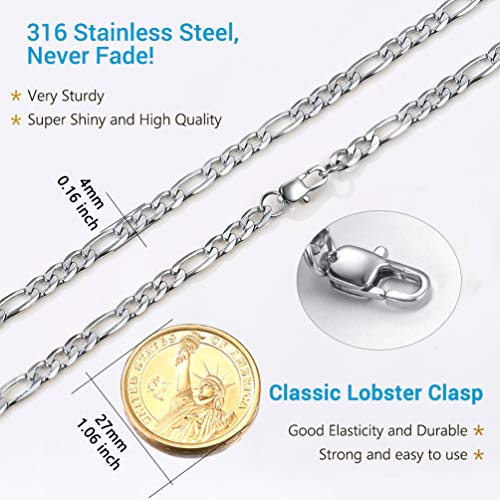 Prosteel Stainless Steel Figaro Chain For Men Women Thin Chains 20Inch Cool Teen Boys Silver Flat Chain Necklace #TOP2