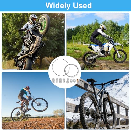 Motorrad Universal Seilzug Universal Reparaturset, 2 Stück 2M Bowdenzug Gaszug Schaltzug Kupplungszug mit 9x Nippel für Mofa Moped Roller Fahrrad
